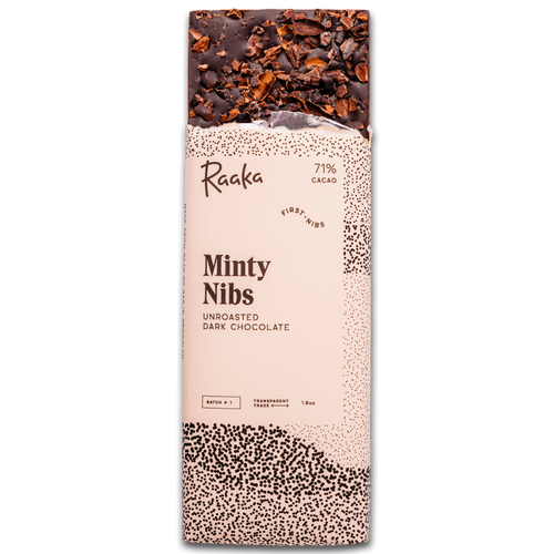 Minty Nibs bar popping out of wrapper