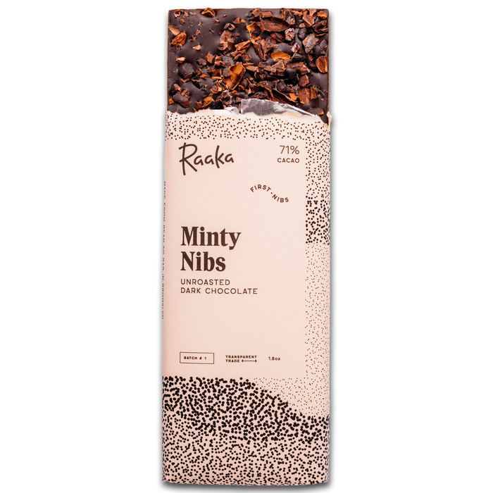 Minty Nibs bar popping out of wrapper