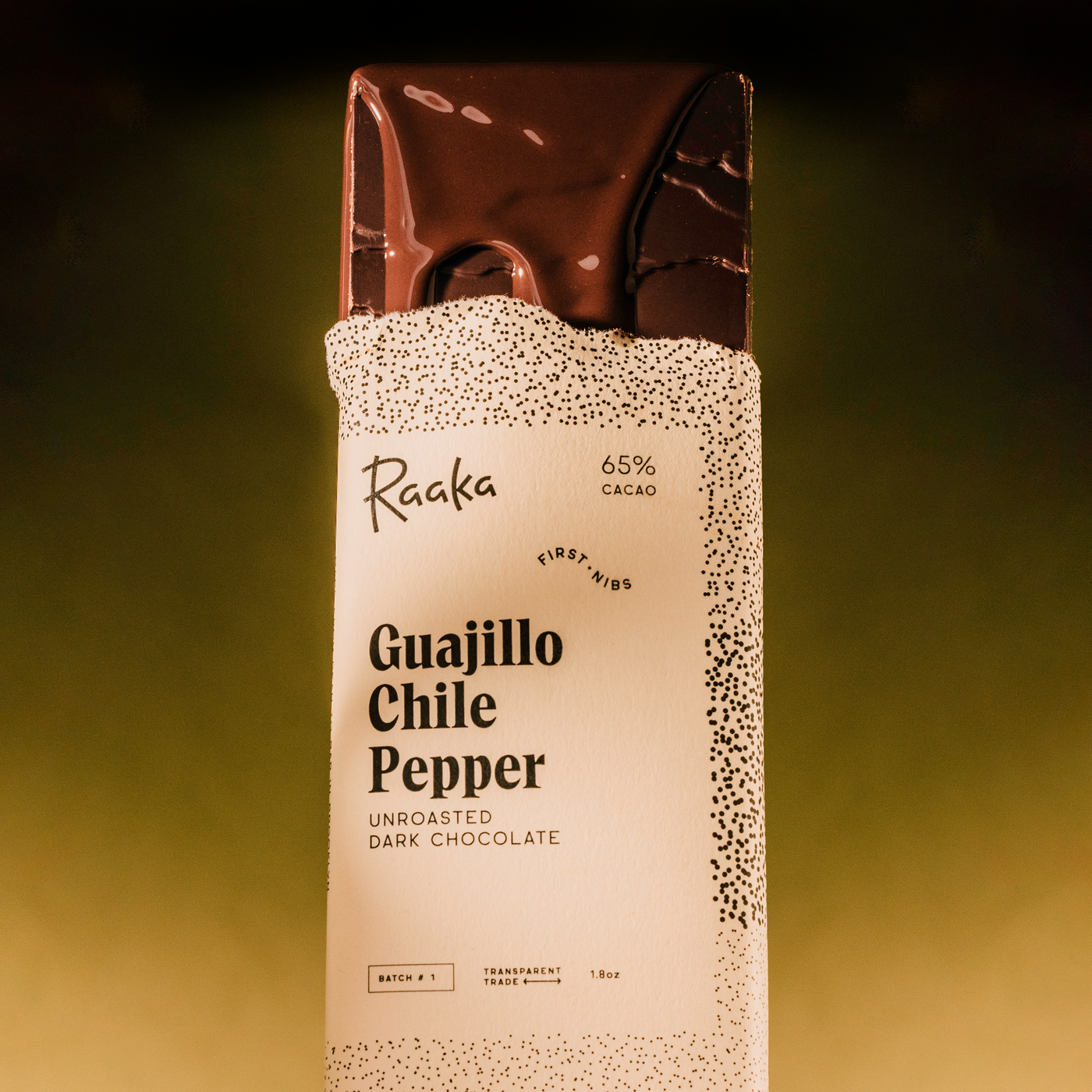 Guajillo Chile Pepper bar with melting chocolate