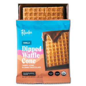 Vanilla Dipped Waffle Cone poking out of the product packaging