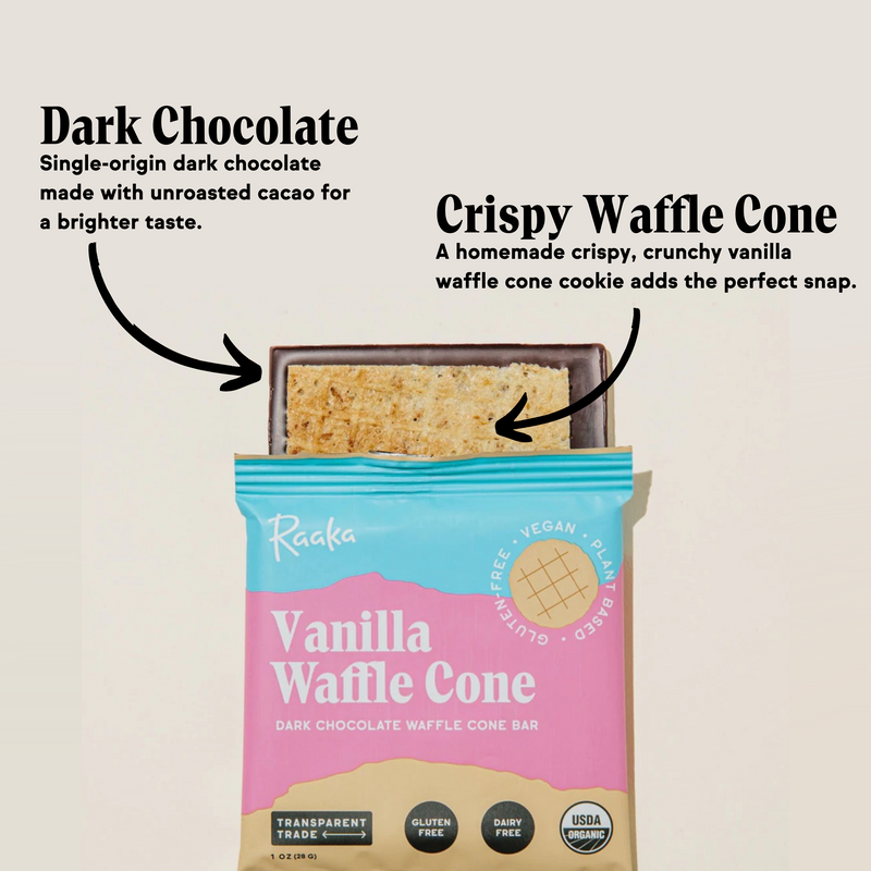 Vanilla Gluten Free Waffle Cone Chocolate - Raaka Chocolate