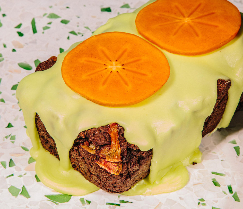 Chocolate Persimmon Loaf with Lime Glaze (V + GF)