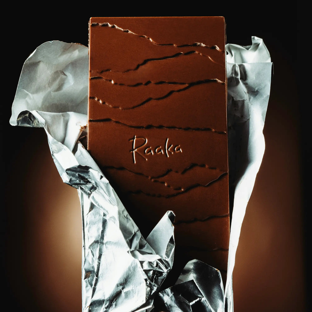 Raaka Brownie Batter Bar in foil wrapper