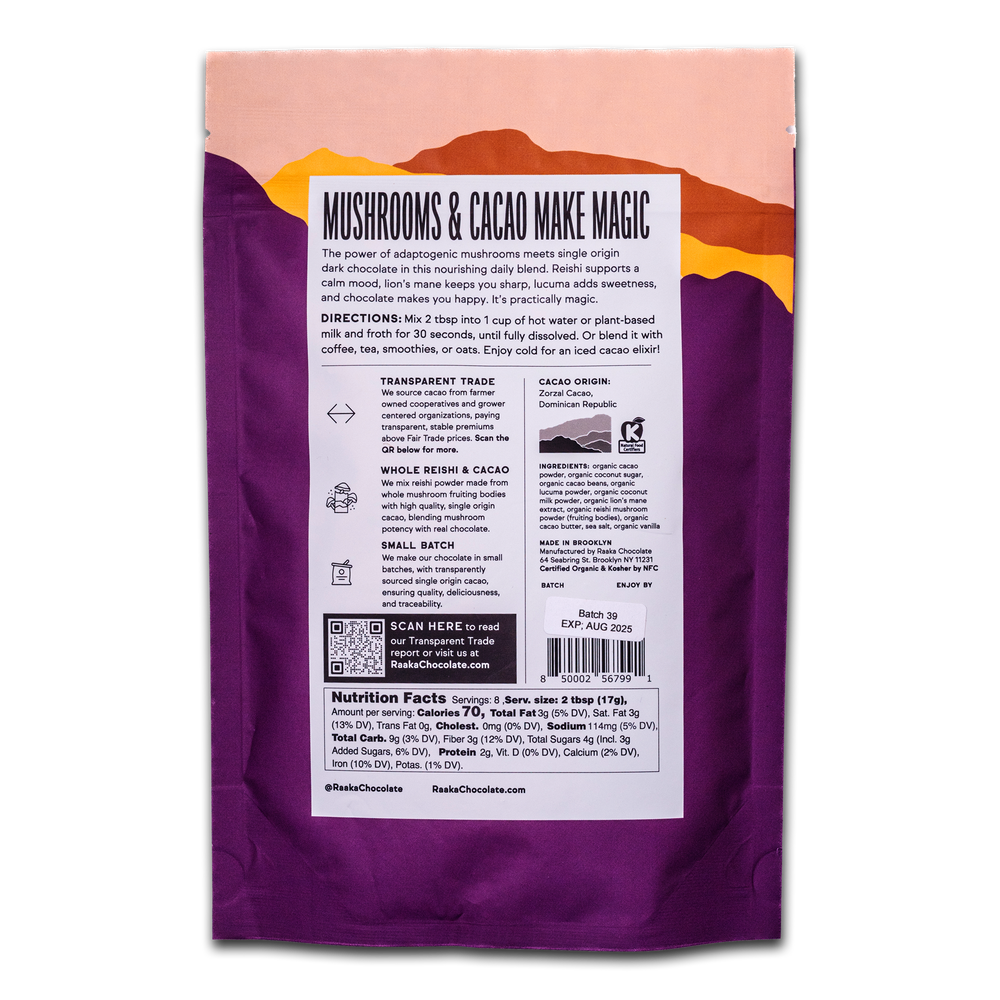 Cocoa Magic Back of Bag - Raaka Chocolate