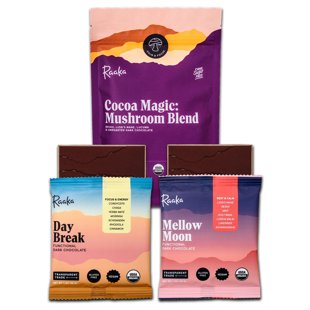 Functional Bundle on a white background: Day Break, Mellow Moon, and Cocoa Maigc.