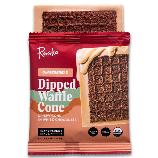 Gingerbread Waffle Cone Wrapper with waffle cone bar popping out