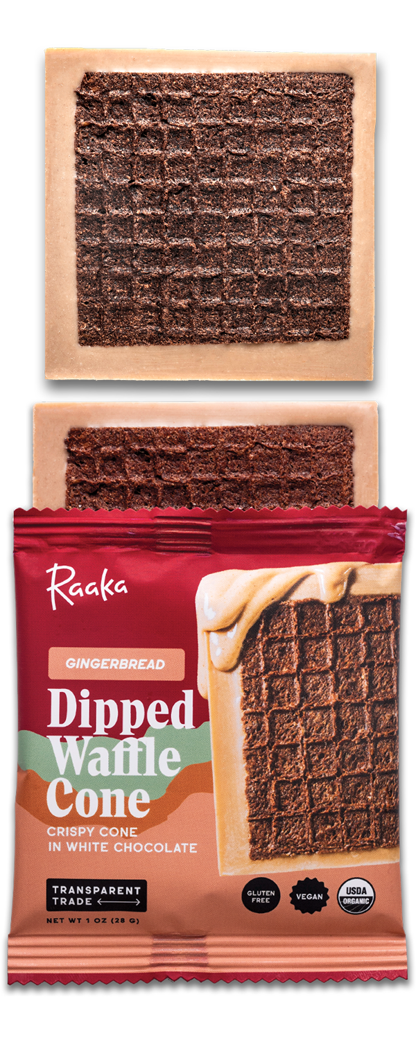 Gingerbread Waffle bar coming out of wrapper.