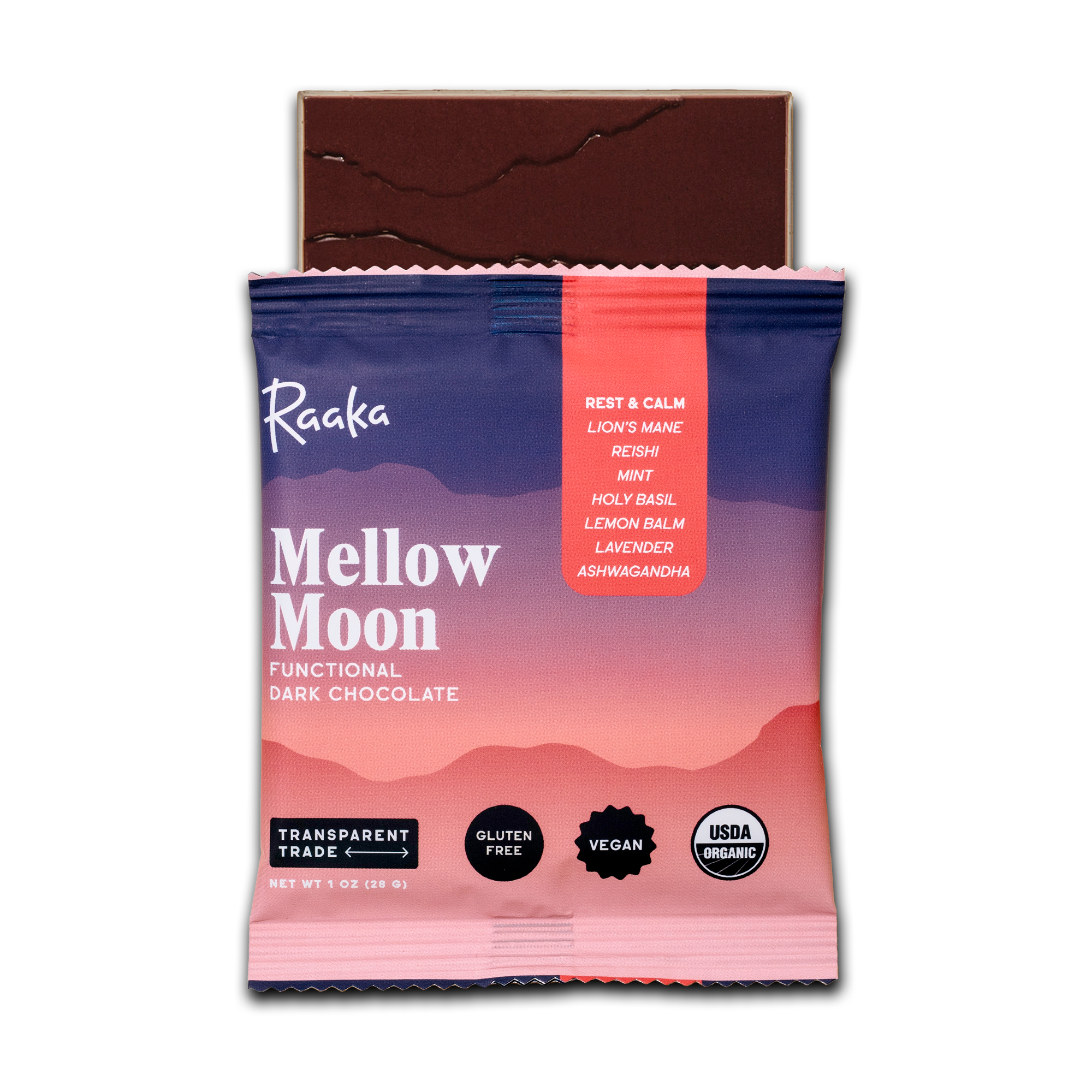 Moon Raspberry Candy Mellow Moon - Functional Dark Chocolate | Raaka Chocolate
