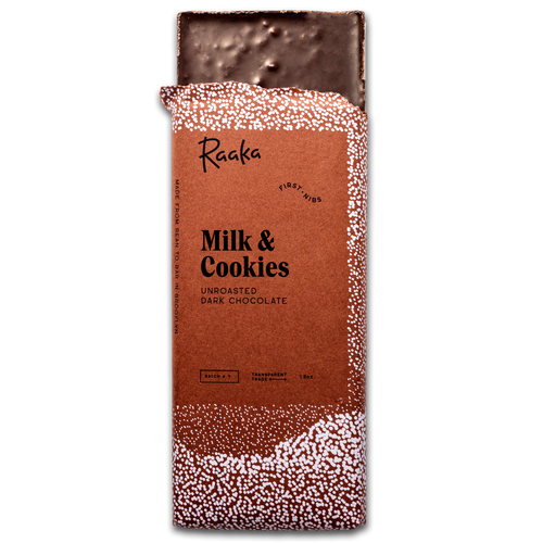 Raaka Milk & Cookies dark chocolate bar
