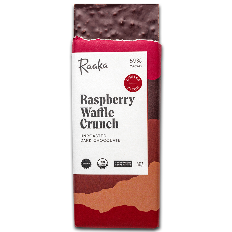 Raspberry Waffle Crunch Dark Chocolate Bar