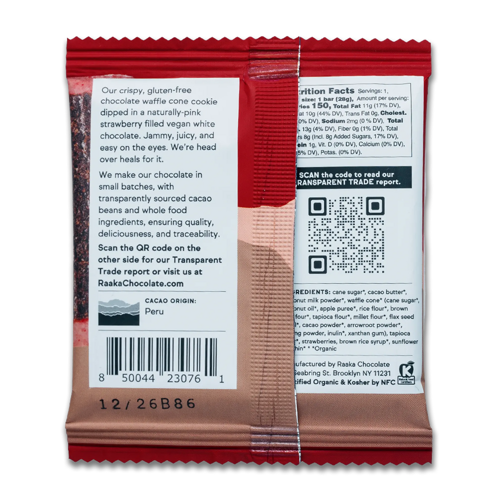 Back of Strawberry Waffle Cone bar. 