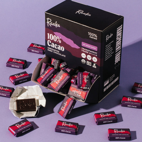 100% Cacao Minis (Box of 100) - Raaka Chocolate