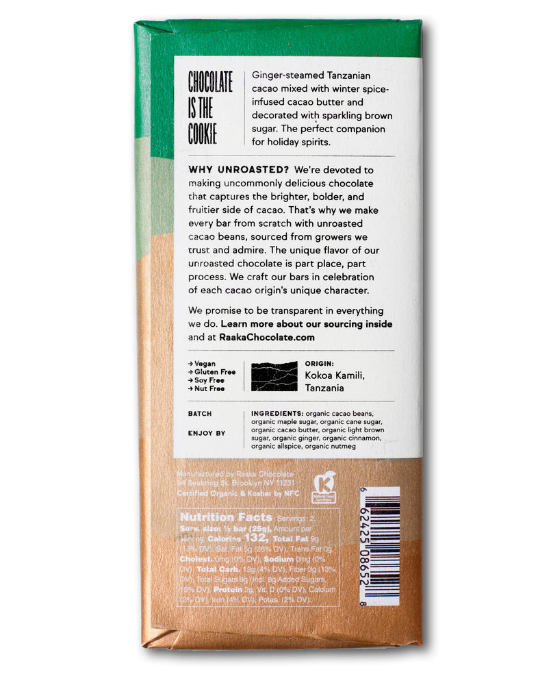 
                  
                    Ginger Snap - Limited Batch Holiday Gift Chocolate - Raaka Chocolate
                  
                