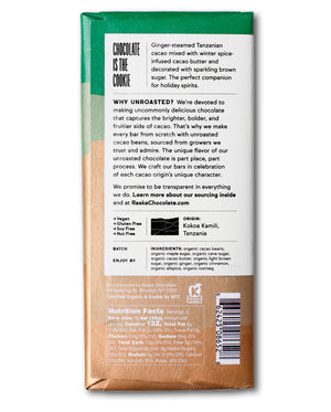 
                  
                    Ginger Snap - Limited Batch Holiday Gift Chocolate - Raaka Chocolate
                  
                